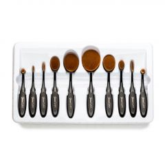 Ghalichi Glam 10 Piece Oval Makeup Brush Set - Black